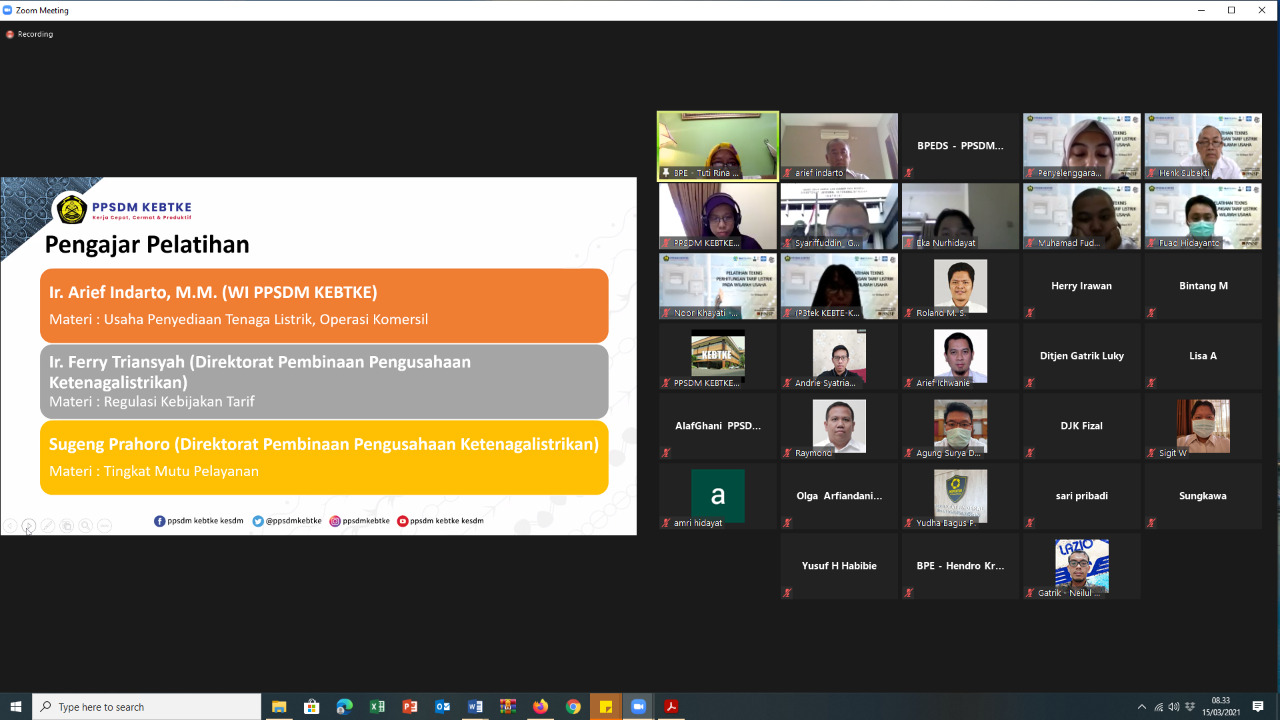 PPSDM KEBTKE LATIH SDM KOMPETEN HITUNG TARIF TENAGA LISTRIK