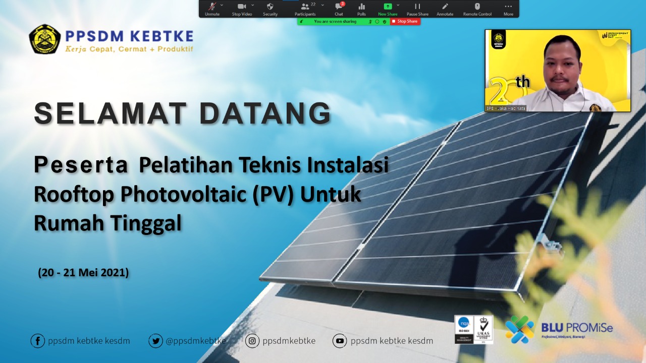 PPSDM KEBTKE MENYELENGGARAKAN PELATIHAN ISTALASI ROOFTOP PHOTOVOLTAIC (PV) UNTUK RUMAH TINGGAL