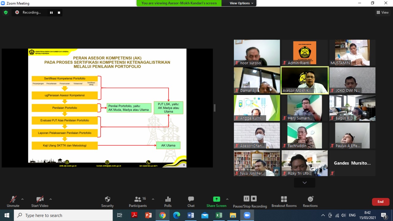 PPSDM KEBTKE SELENGGARAKAN SERTIFIKASI ASESOR MADYA BIDANG PEMANFAATAN TENAGA LISTRIK