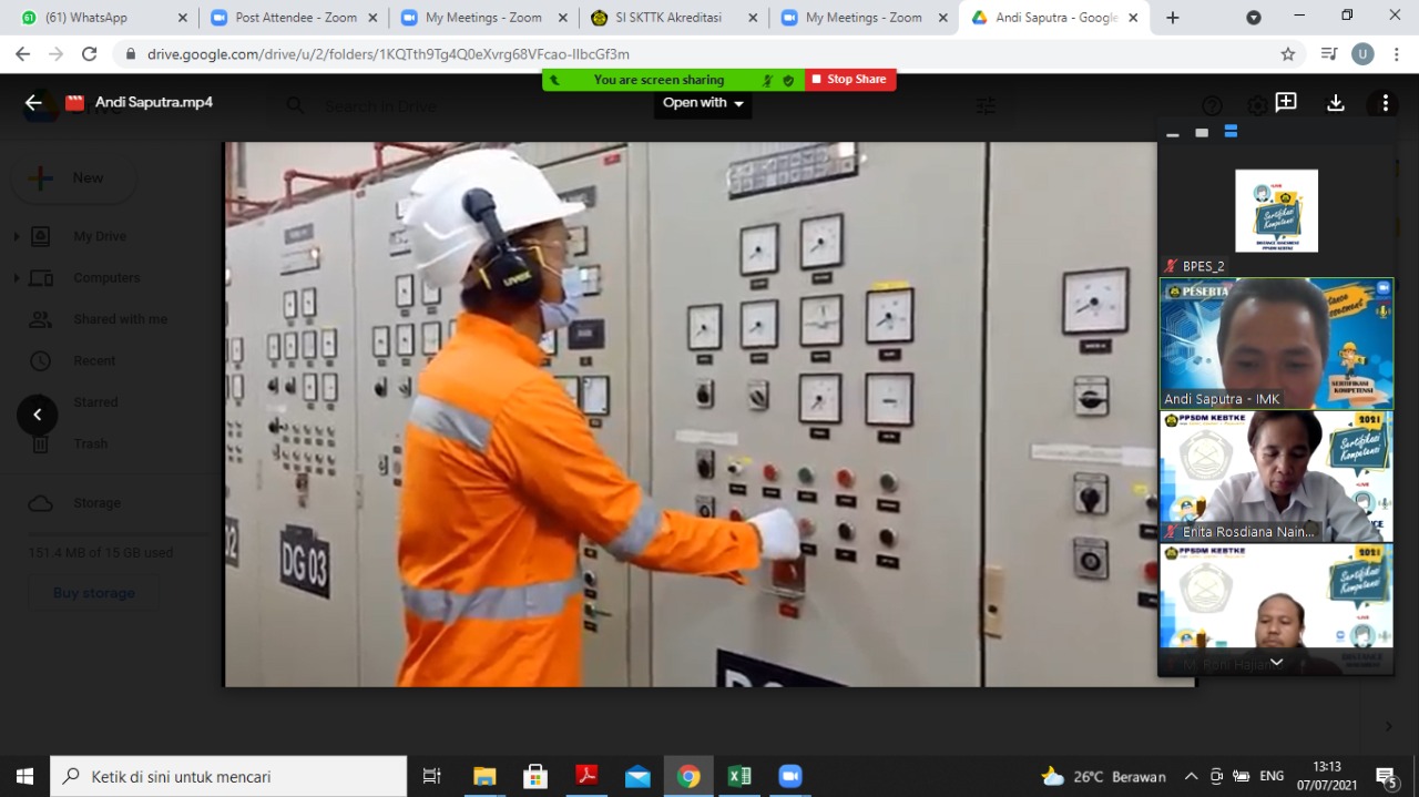 UJI KOMPETENSI PENGOPERASIAN PEMBANGKIT BAGI TENAGA TEKNIK BERSAMA PPSDM KEBTKE