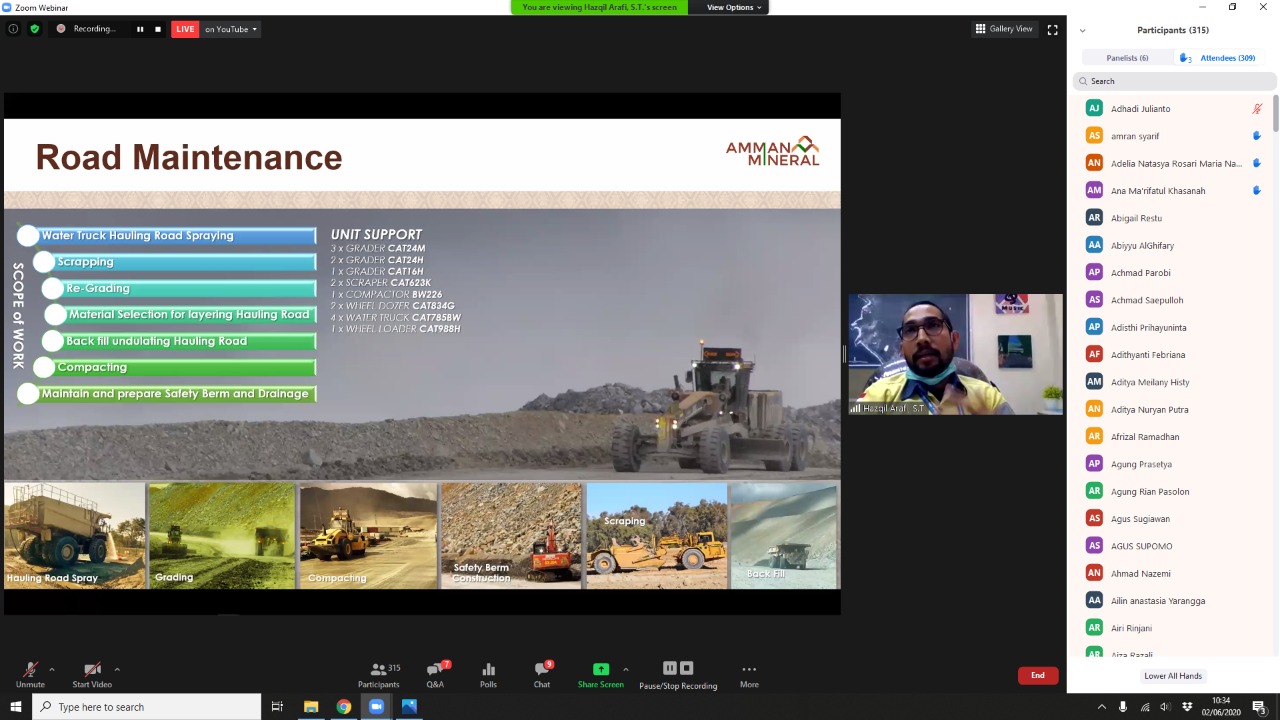 Webinar One Day with Expert Politeknik Energi dan Pertambangan Bandung “Mengenal Tambang Permukaan PT. Amman Mineral Nusa Tenggara”