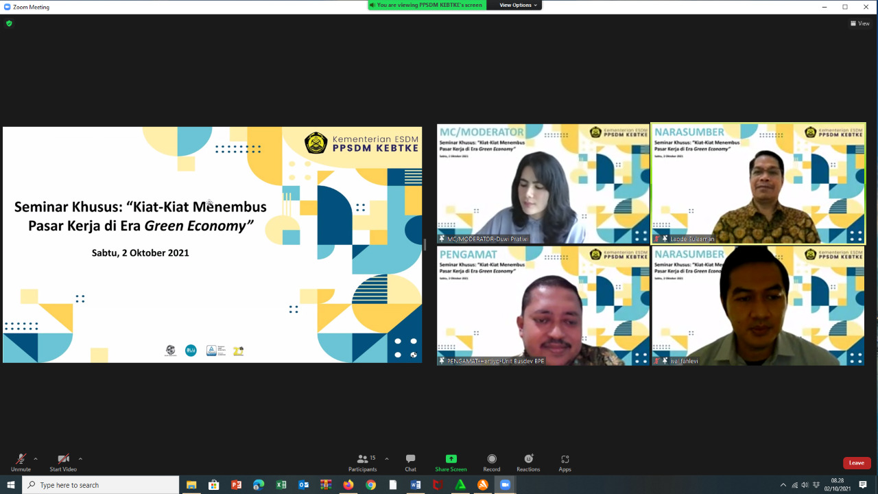 PPSDM KEBTKE SELENGGARAKAN SEMINAR KHUSUS “KIAT-KIAT MENEMBUS PASAR KERJA DI ERA GREEN ECONOMY
