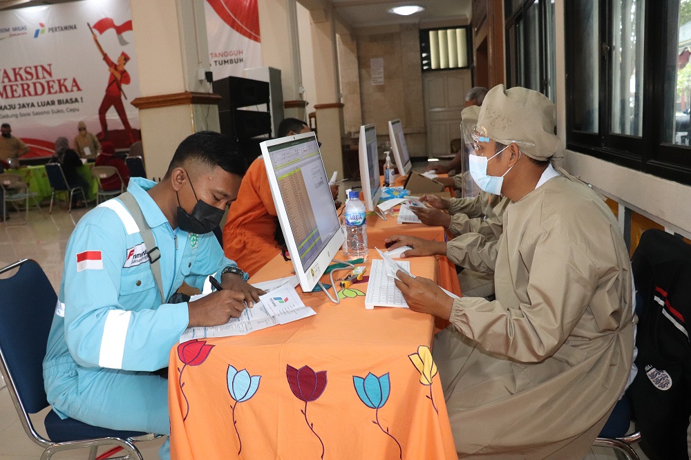 Pelayanan Vaksin Sinergi Dosis ke-2 antara PPSDM Migas, Polres Blora dan Pertamina Digelar kembali