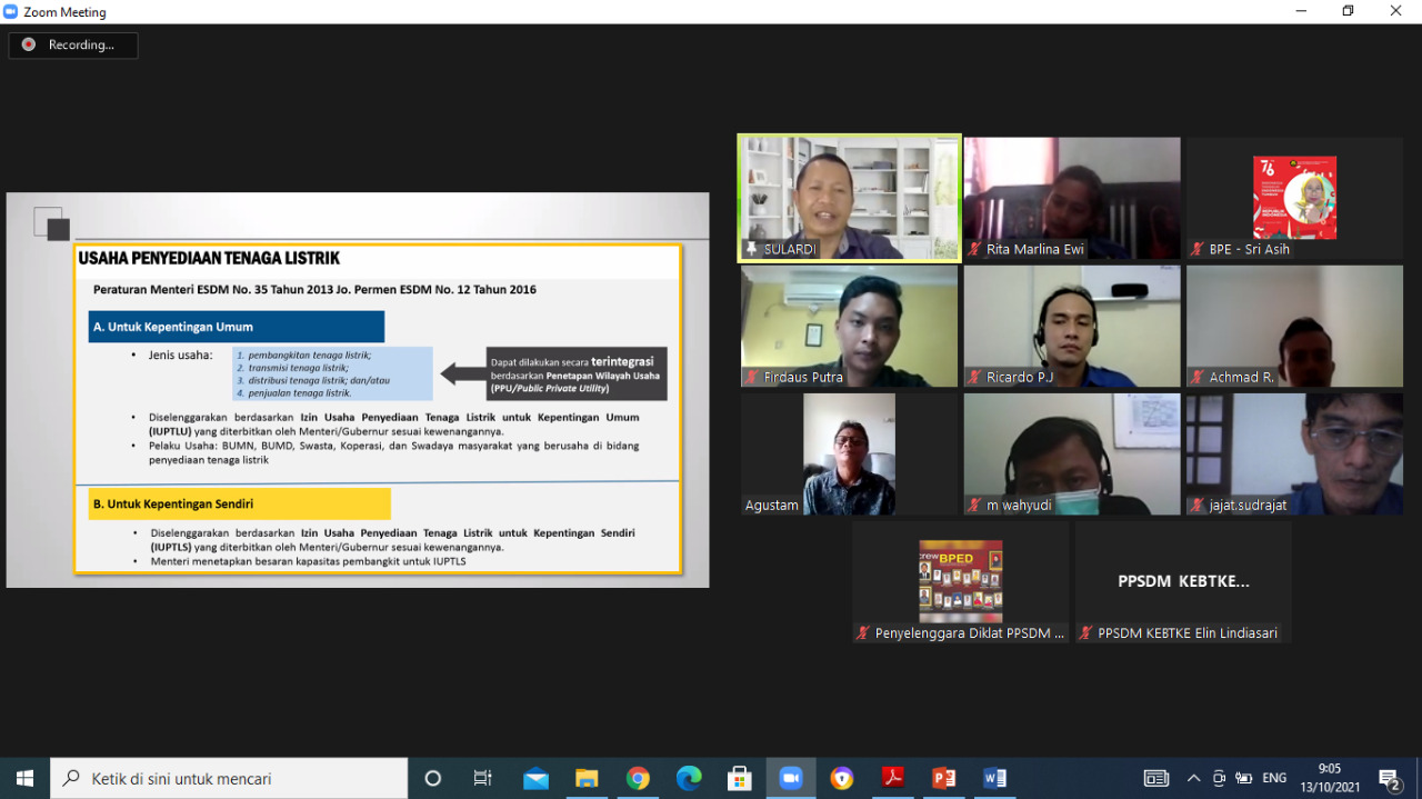 PELATIHAN UJI LAIK PEMBANGKIT LISTRIK TENAGA DIESEL BERSAMA PPSDM KEBTKE
