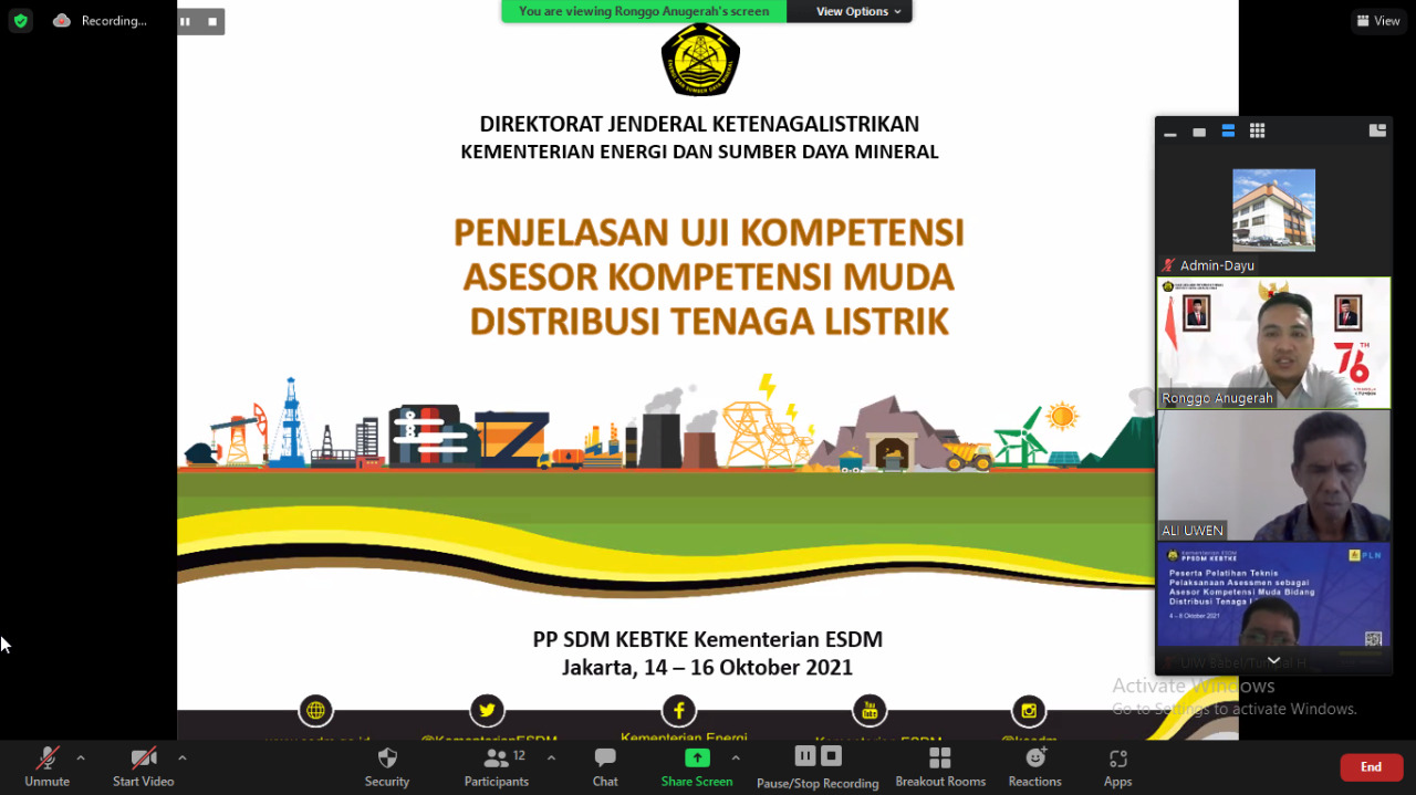 PT. PLN (PERSERO) BEKERJASAMA DENGAN PPSDM KEBTKE SELENGGARAKAN SERTIFIKASI ASESOR MUDA BIDANG DISTRIBUSI