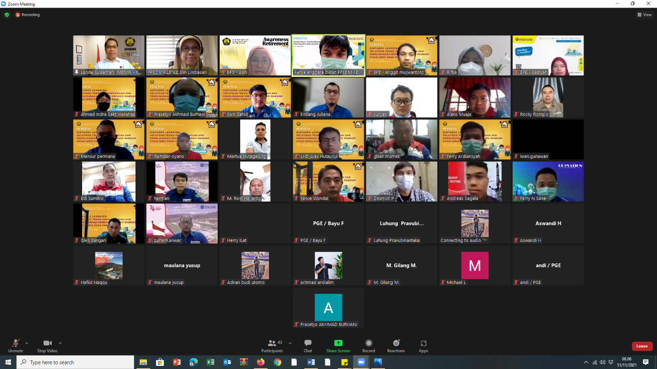 Implementasi Kerja Sama Dengan Medco Power Indonesia, PPSDM KEBTKE Selenggarakan Pelatihan Pengoperasian dan Pemeliharaan Berbasis Organic Rankine Cycle (ORC) pada Panas Bumi