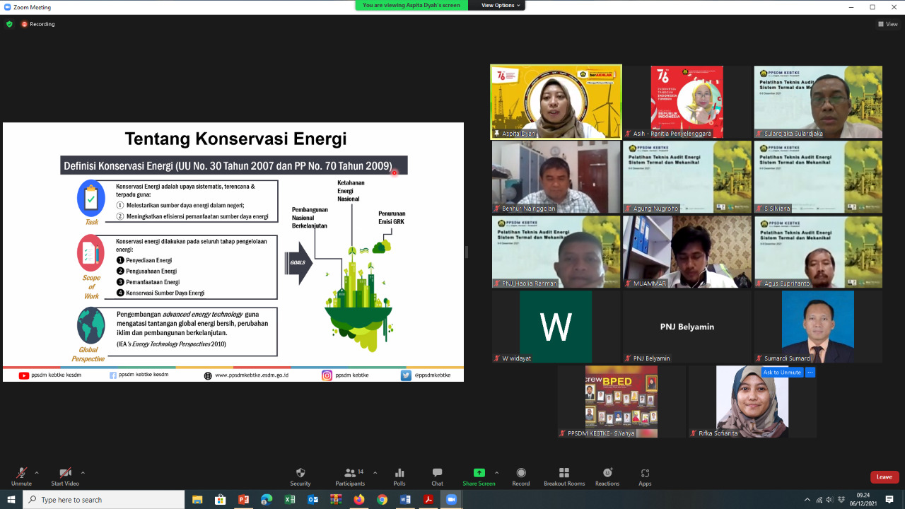 Pelatihan Teknis Audit Energi Sistem Termal dan Mekanikal Kembali Terselenggara Di PPSDM KEBTKE