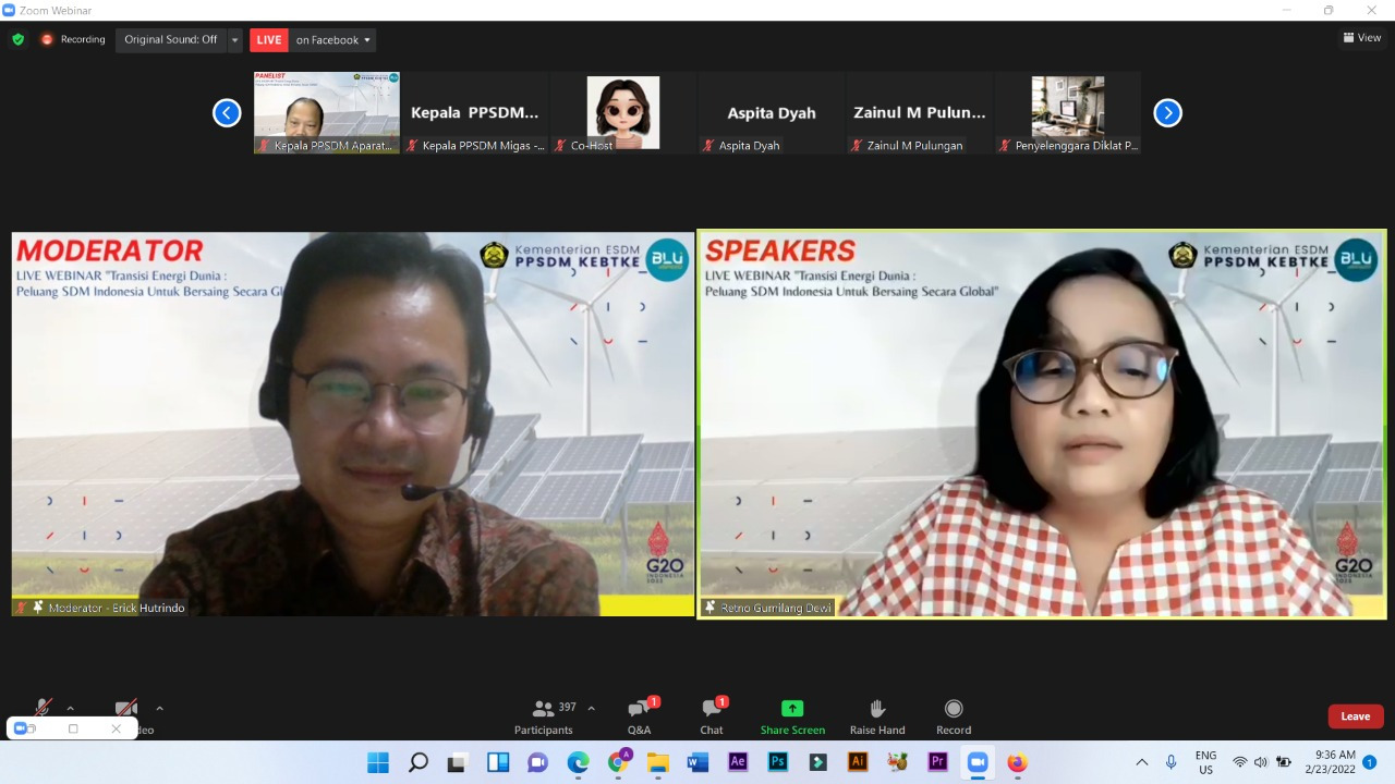 Webinar Bertajuk Transisi Energi Dunia: Peluang SDM Indonesia Untuk Bersaing Secara Global