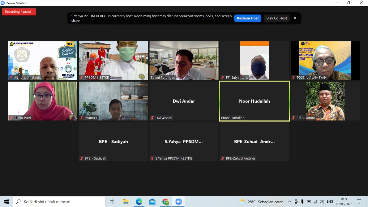 Penyelenggaraan Pelatihan dan Penyegaran Asesor Kompetensi Muda Bidang Pemanfaatan Tenaga Listrik