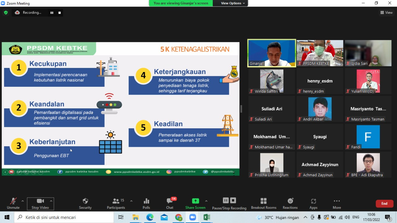 Dukung Keselamatan Ketenagalistrikan PPSDM KEBTKE Adakan Pelatihan Regulasi Ketenagalistrkan