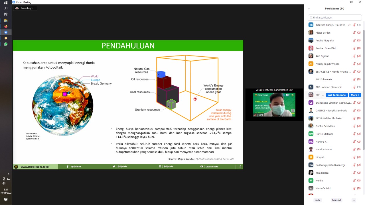 Penyelenggaraan Pelatihan Teknis Tekno Ekonomi Pengembangan Infrastruktur EBT Angkatan-II Bagi ASN Dilingkungan Kementerian ESDM