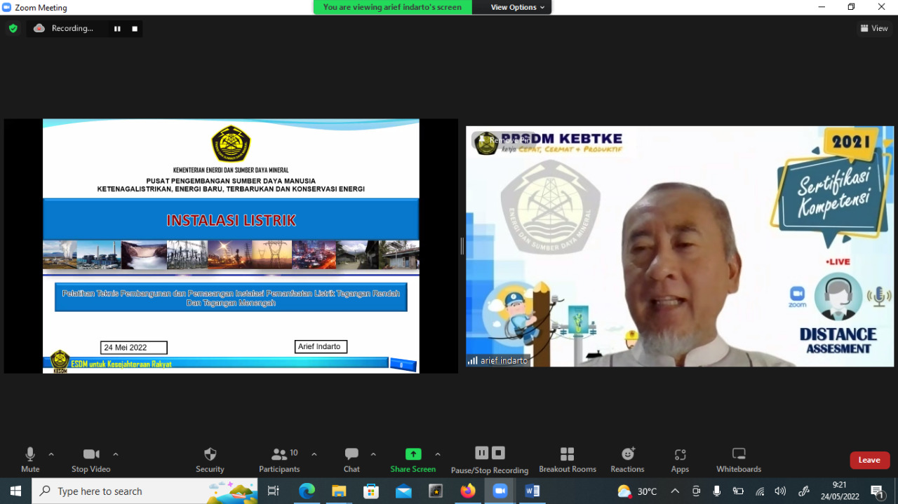 Penyelenggaraan Pelatihan Teknis Pembangunan dan Pemasangan IPTL Bersama PPSDM KEBTKE