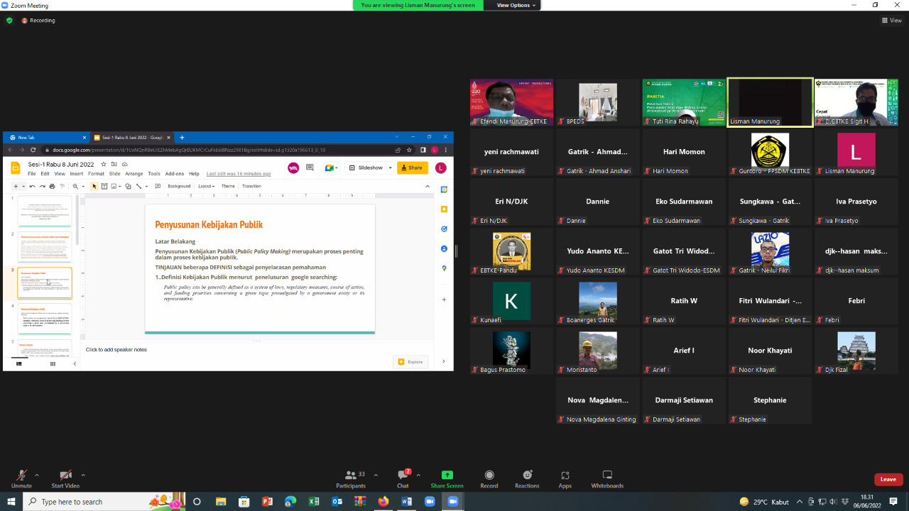 Pelatihan Penyusunan Kebijakan Bidang Energi bagi ASN Dilingkungan KESDM