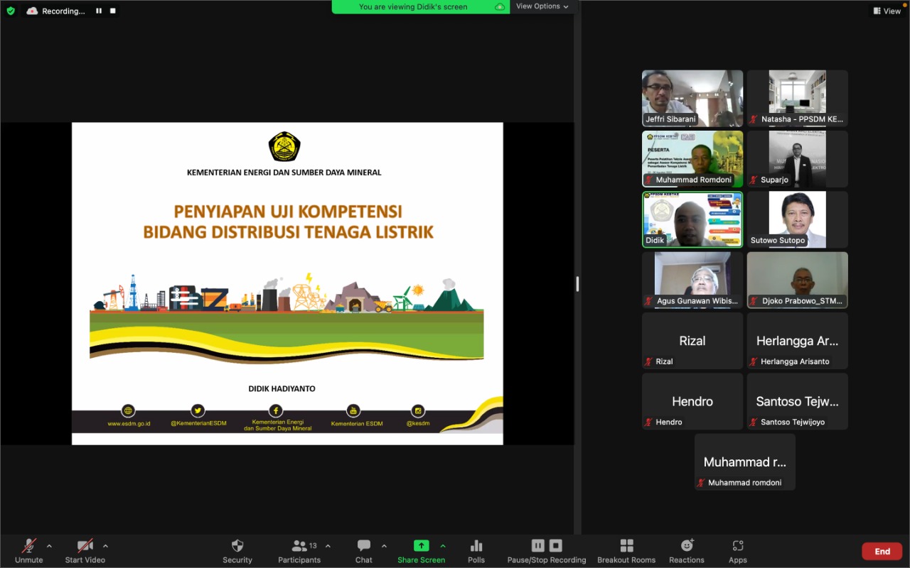 Pelatihan Teknis Pelaksanaan Asessmen Asesor Kompetensi Muda Bidang Pemanfaatan Tenaga Listrik