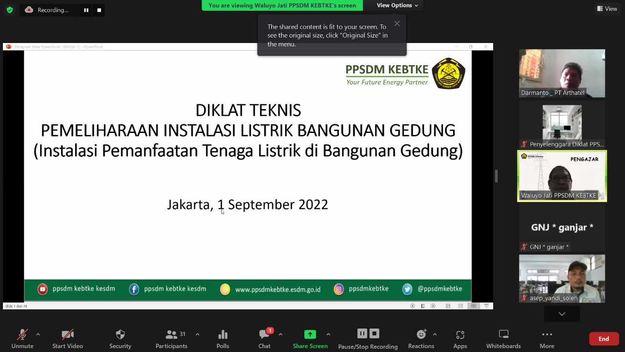 PPSDM KEBTKE Selenggarakan Pelatihan Pemeliharaan Instalasi Listrik Bangunan Gedung
