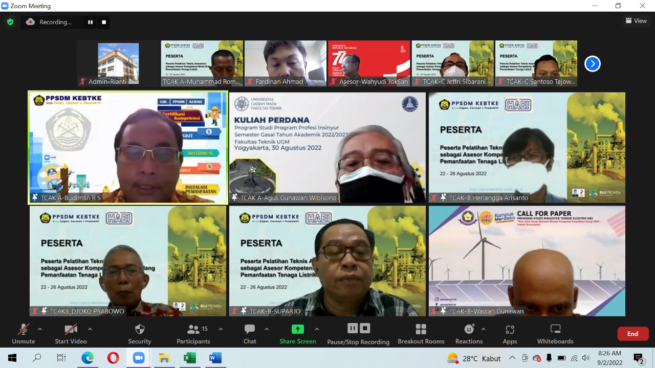 Himpunan Ahli Elektro Indonesia (HAEI) Ikuti Uji Kompetensi bagi Asesor Muda di PPSDM KEBTKE