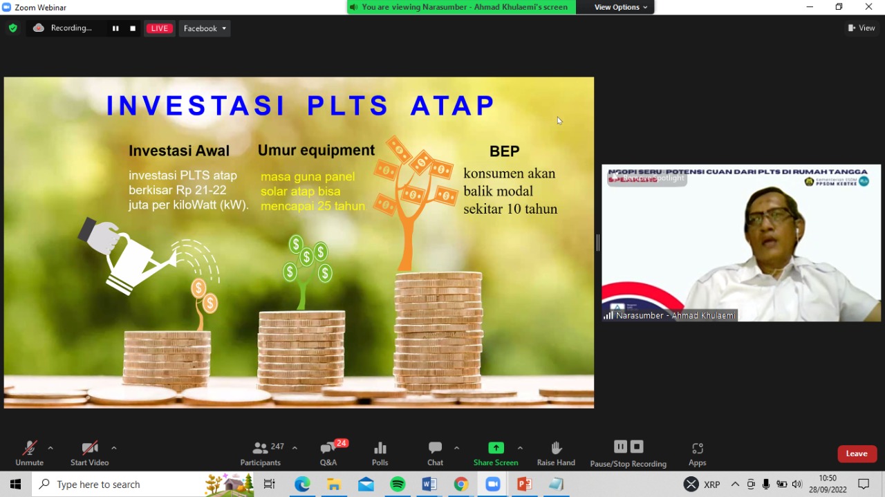 Lebih dari 250 Peserta Antusias Ikuti Webinar “NGOPI SERU: Potensi Cuan dari PLTS di Rumah Tangga