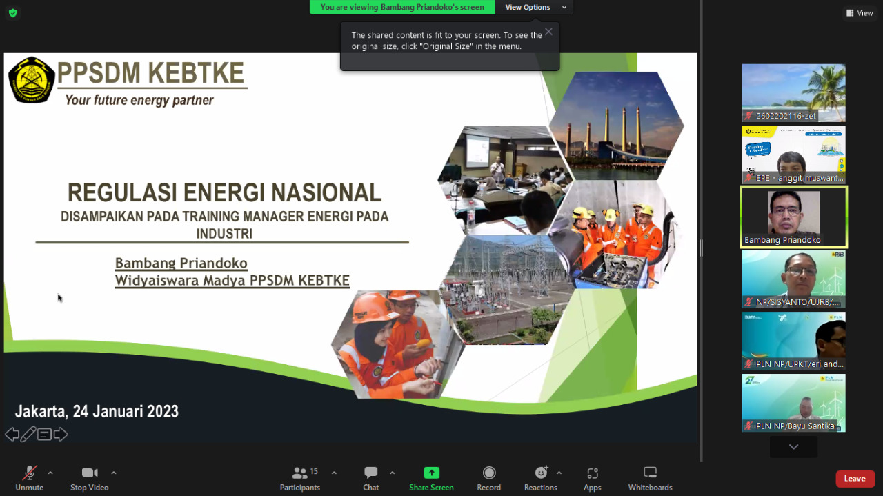 Mengawali Kegiatan Tahun 2023, PPSDM KEBTKE Selenggarakan Kelas Pelatihan Manajer Energi di Industri