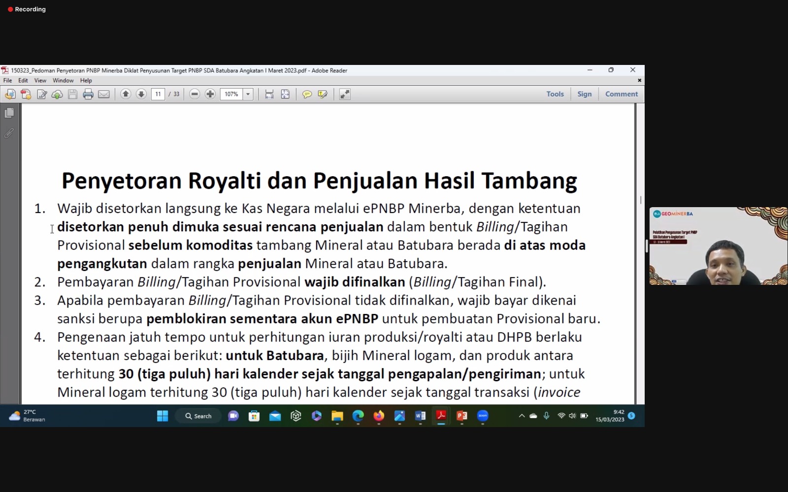 Support Pendapatan Pemerintah, PPSDM Geominerba Gelar Pelatihan PNBP SDA Batubara