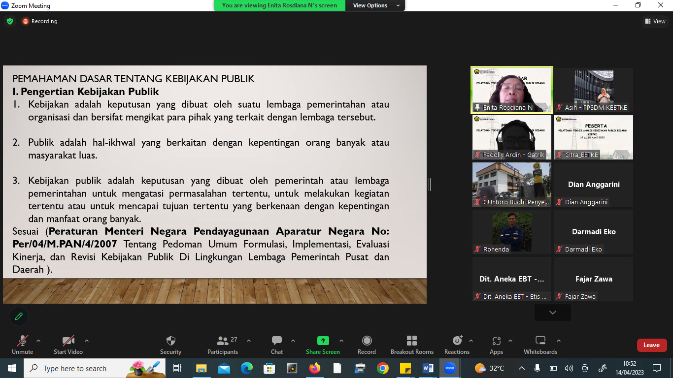 Pelatihan Teknis Analis Kebijakan Publik Bidang KEBTKE Kembali Digelar