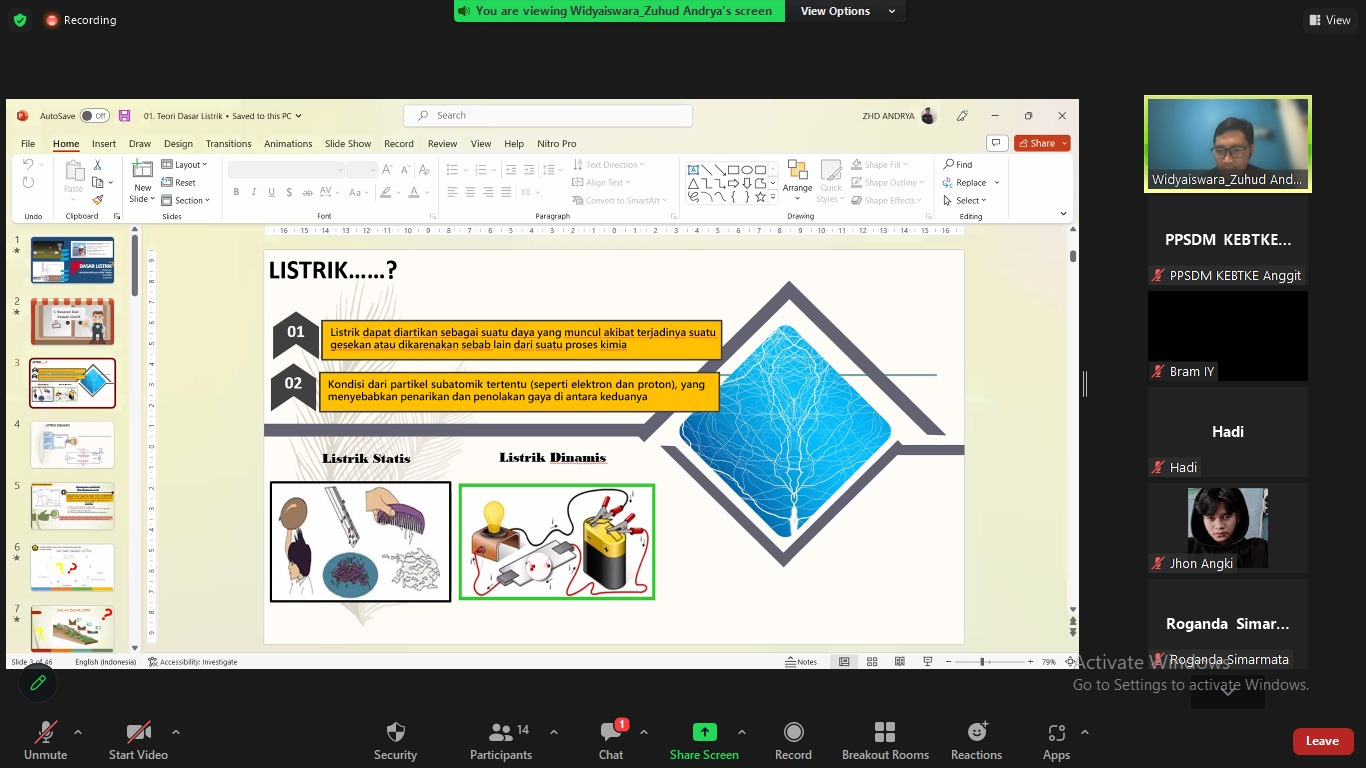Peserta Pelatihan Teknis Instalasi Listrik 3 Phasa Dari Industri dan Masyarakat Umum