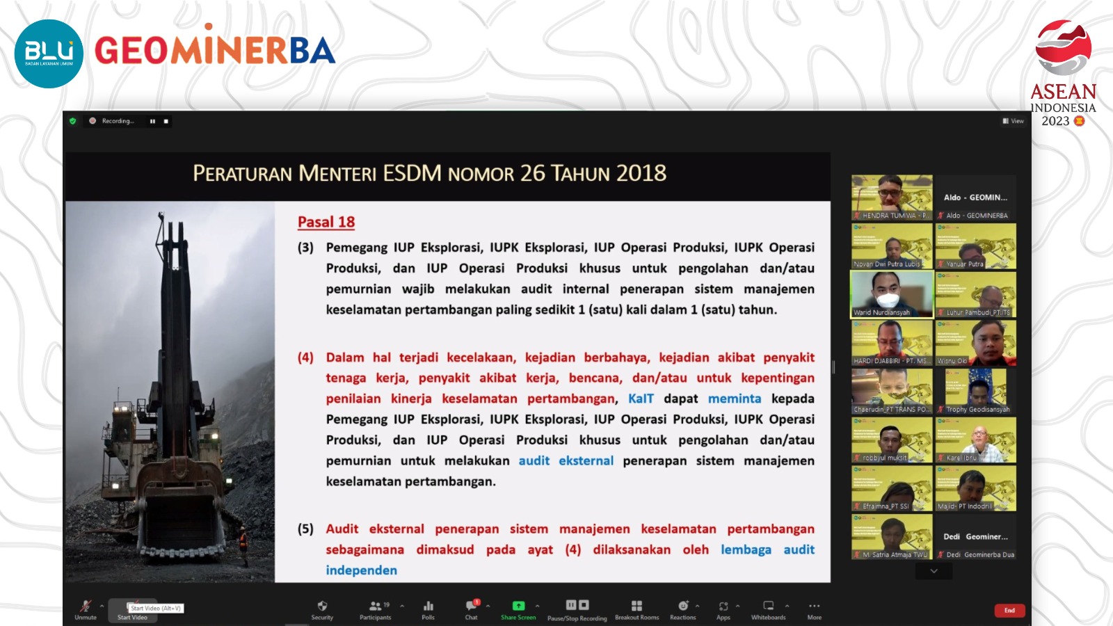 PPSDM Geominerba Dorong Terus Keselamatan Perusahaan Tambang