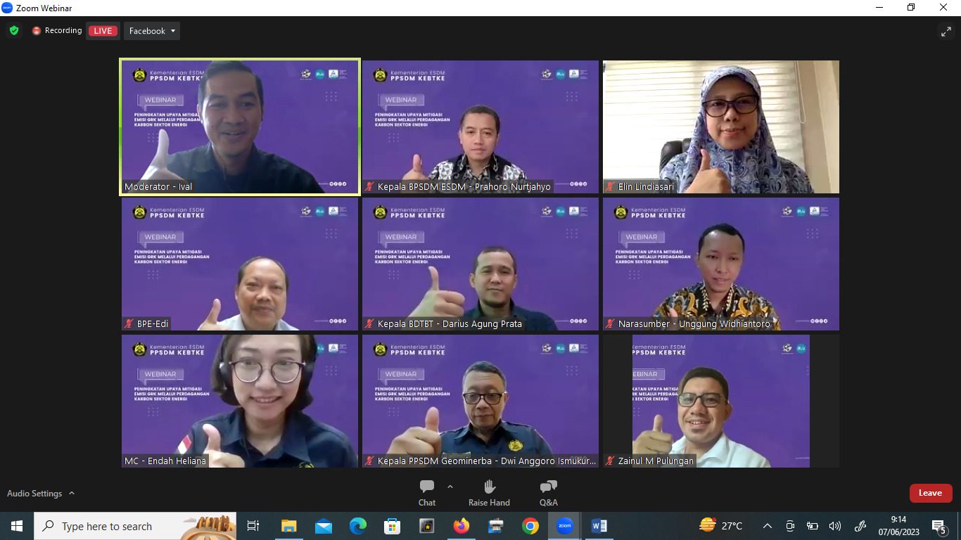 PPSDM KEBTKE Gelar Webinar Peningkatan Upaya Mitigasi Emisi Gas Rumah Kaca Melalui Perdagangan Karbon Sektor Energi