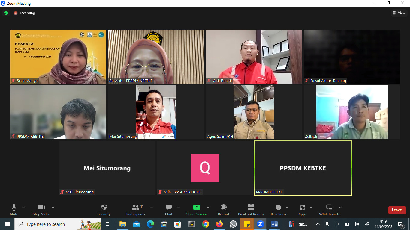 PPSDM KEBTKE Gelar Pelatihan Dan Sertifikasi Pengawas Operasional Pertama (POP) Panas Bumi