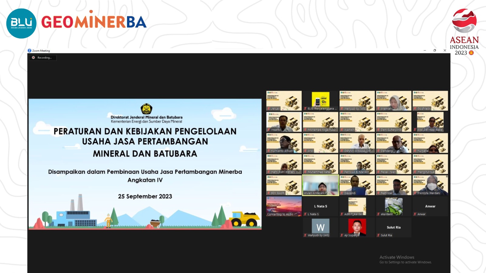 PPSDM Geominerba Tingkatkan Kompetensi ASN di Lingkungan Kementerian ESDM Melalui Pelatihan Pembinaan Usaha Jasa Pertambangan Minerba