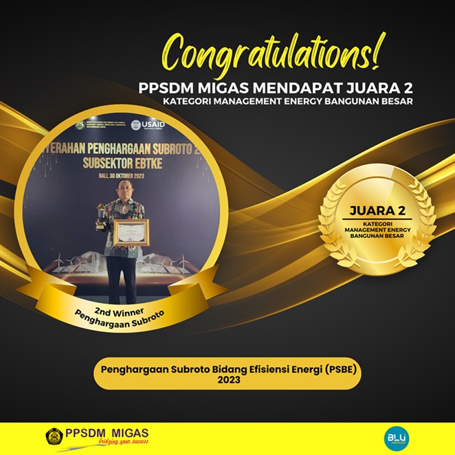 Kesekian Kalinya, PPSDM Migas Raih Penghargaan pada Kategori Management Energy Bangunan Besar pada PSBE 2023