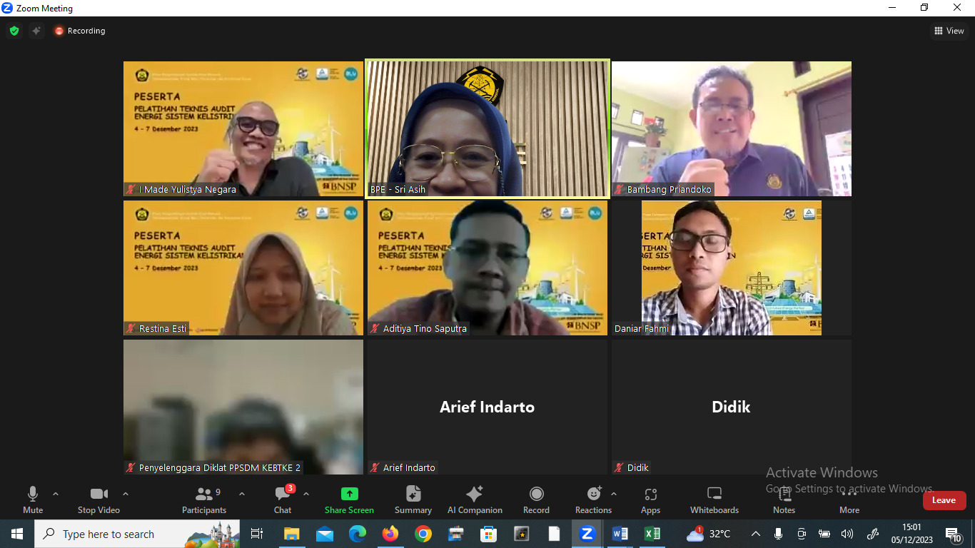 PPSDM KEBTKE Gelar Pelatihan Teknis Audit Energi Sistem Kelistrikan Untuk Umum