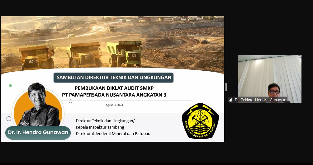 KEPALA INSPEKTUR TAMBANG MEMBUKA DIKLAT AUDIT SMKP PT PAMAPERSADA ANGKATAN 3