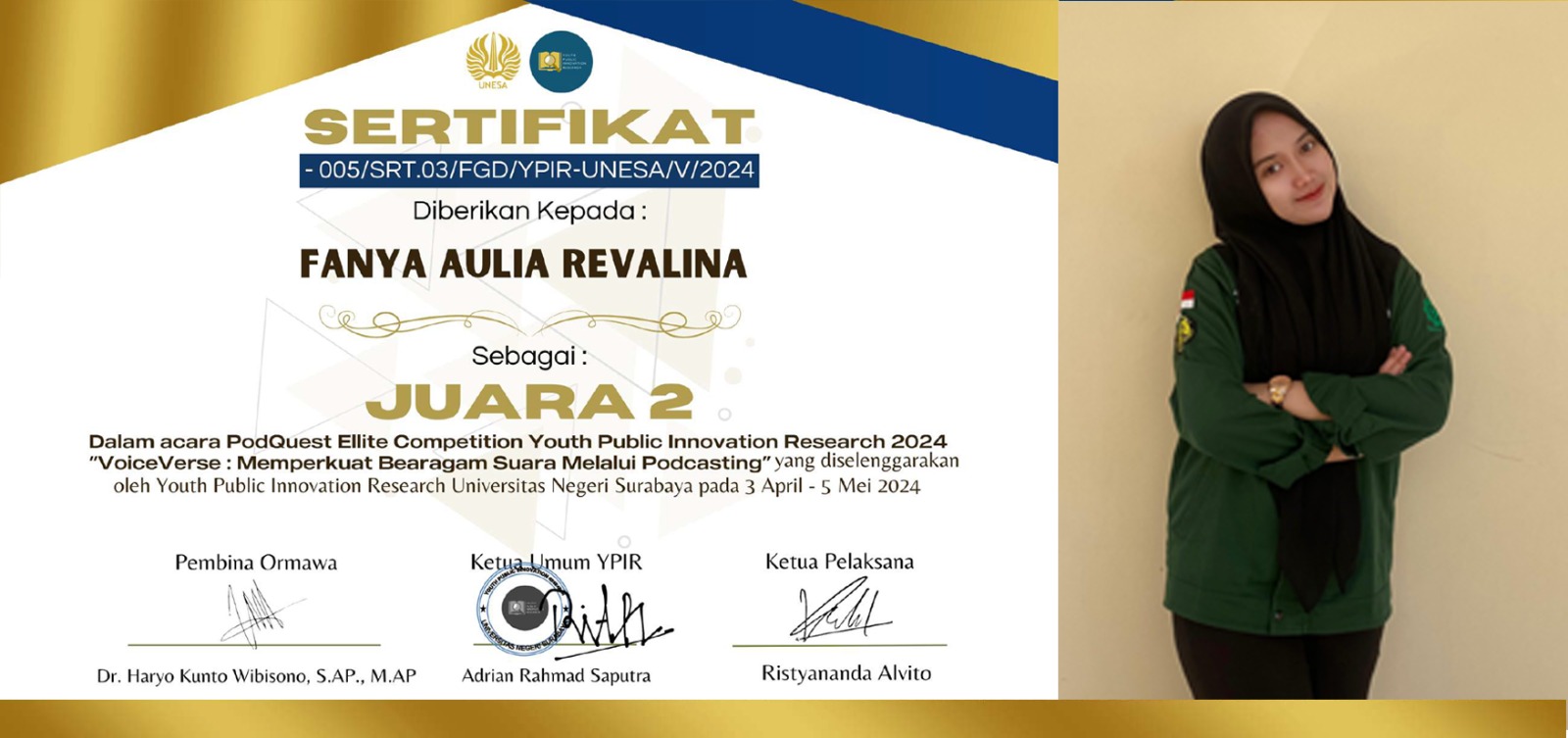 Fanya Aulia Revalina, Juara 2 Podquest Ellite Competition