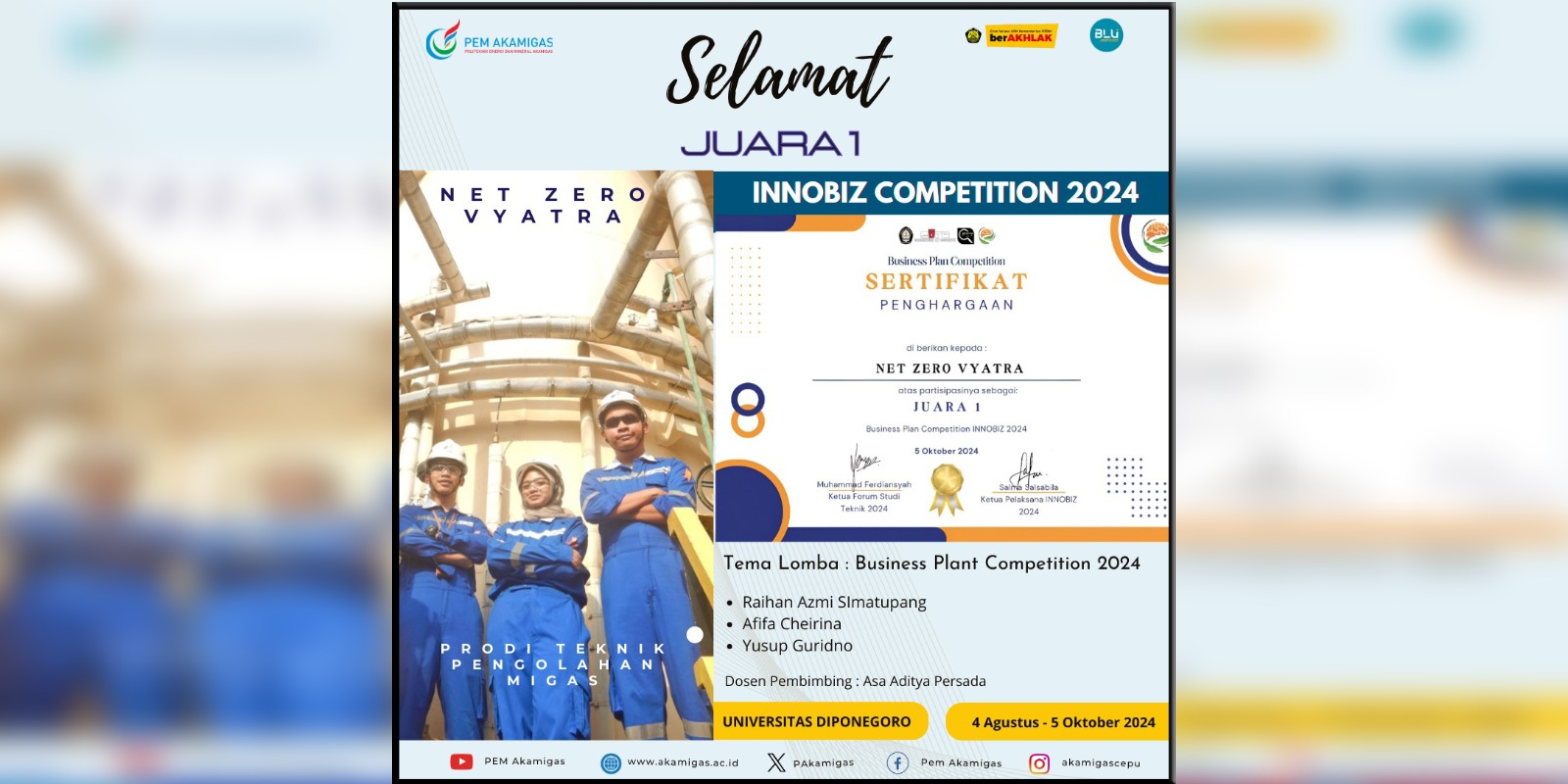 Net Zero Vyatra Juara 1 di INNOBIZ 2024