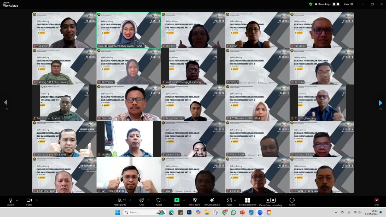 Tingkatkan Kompetensi ASN KESDM, BDTBT Selenggarakan Distance Learning Evaluasi Perencanaan Reklamasi dan Pascatambang