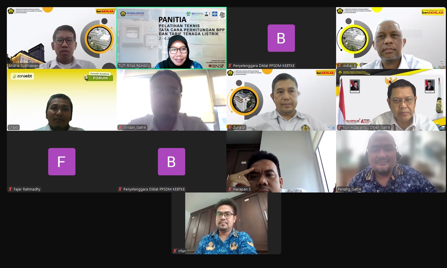 Pelatihan Teknis Tata Cara Perhitungan BPP dan Tarif Tenaga Listrik oleh PPSDM KEBTKE