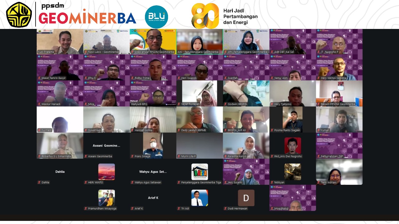 PPSDM Geominerba Resmi Membuka Pelatihan Implementasi Tata Ruang Dan Wilayah Berbasis Geologi Dan Pelatihan Sistem Manajemen Keselamatan Pertambangan Berbasis Online Angkatan I