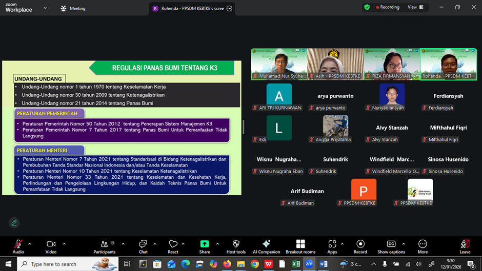 Dorong Keamanan Operasional: PPSDM KEBTKE Gelar Pelatihan dan Sertifikasi Pengawas Panas Bumi