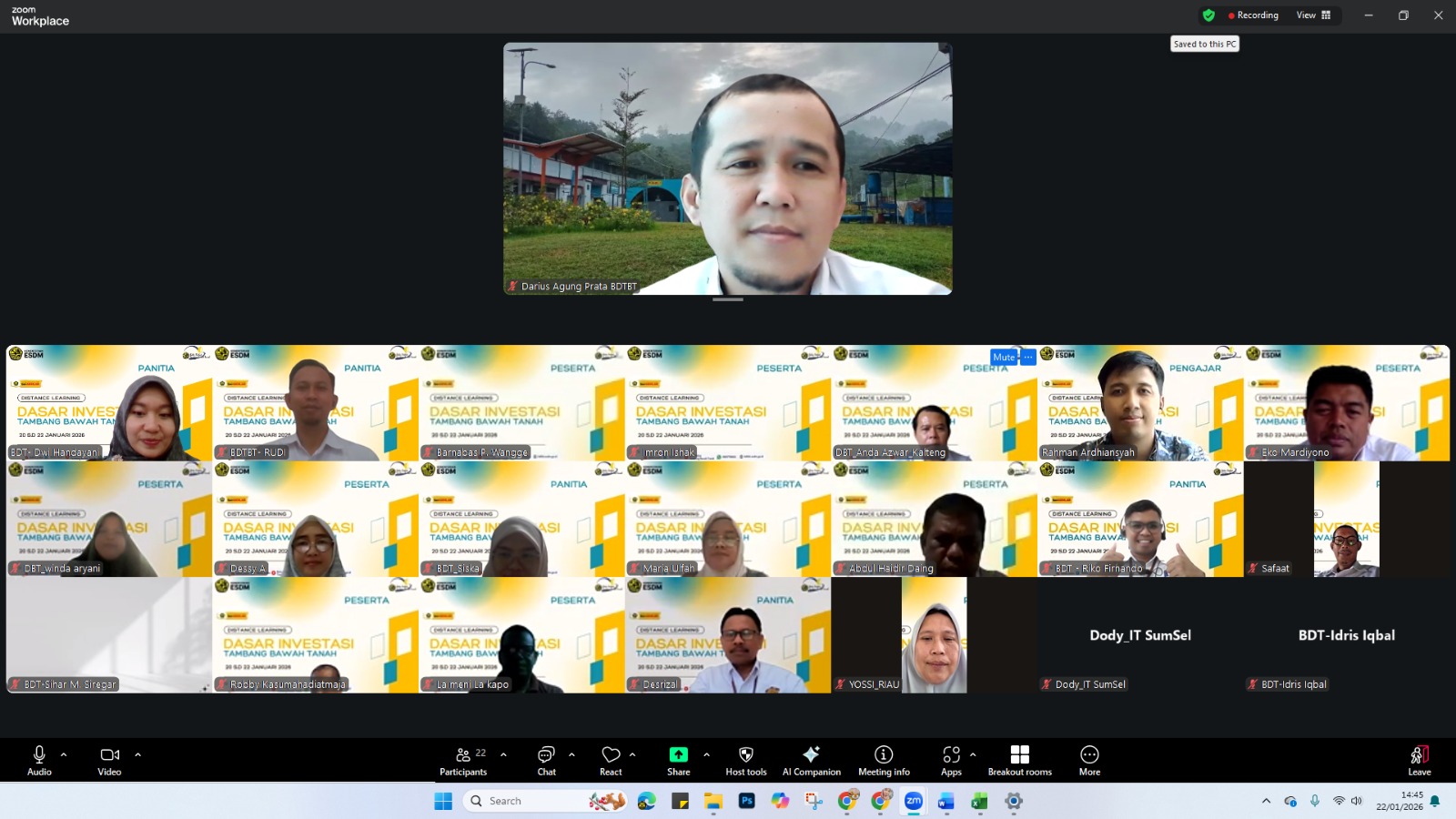 Perkuat Kompetensi ASN, BDTBT Selenggarakan Pelatihan Dasar Investasi Tambang Bawah Tanah