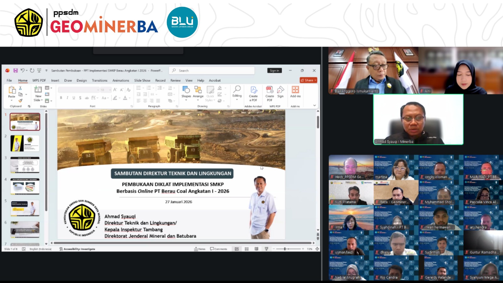 Pelatihan SMKP Online PT Berau Coal Fokus Tingkatkan Keselamatan Operasi Tambang