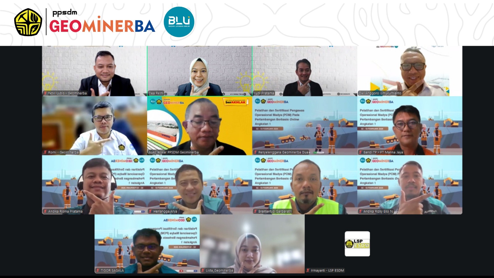 PPSDM Geominerba Gelar Pelatihan dan Sertifikasi Pengawas Operasional Madya Secara Daring