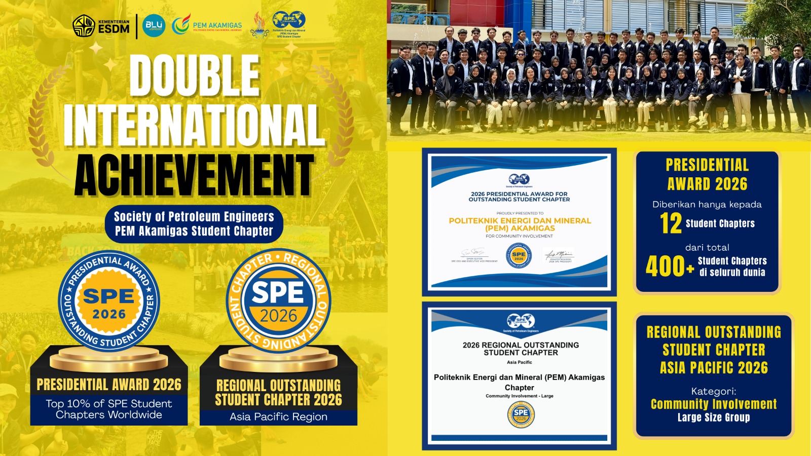 SPE PEM Akamigas Student Chapter Raih Double International Achievement