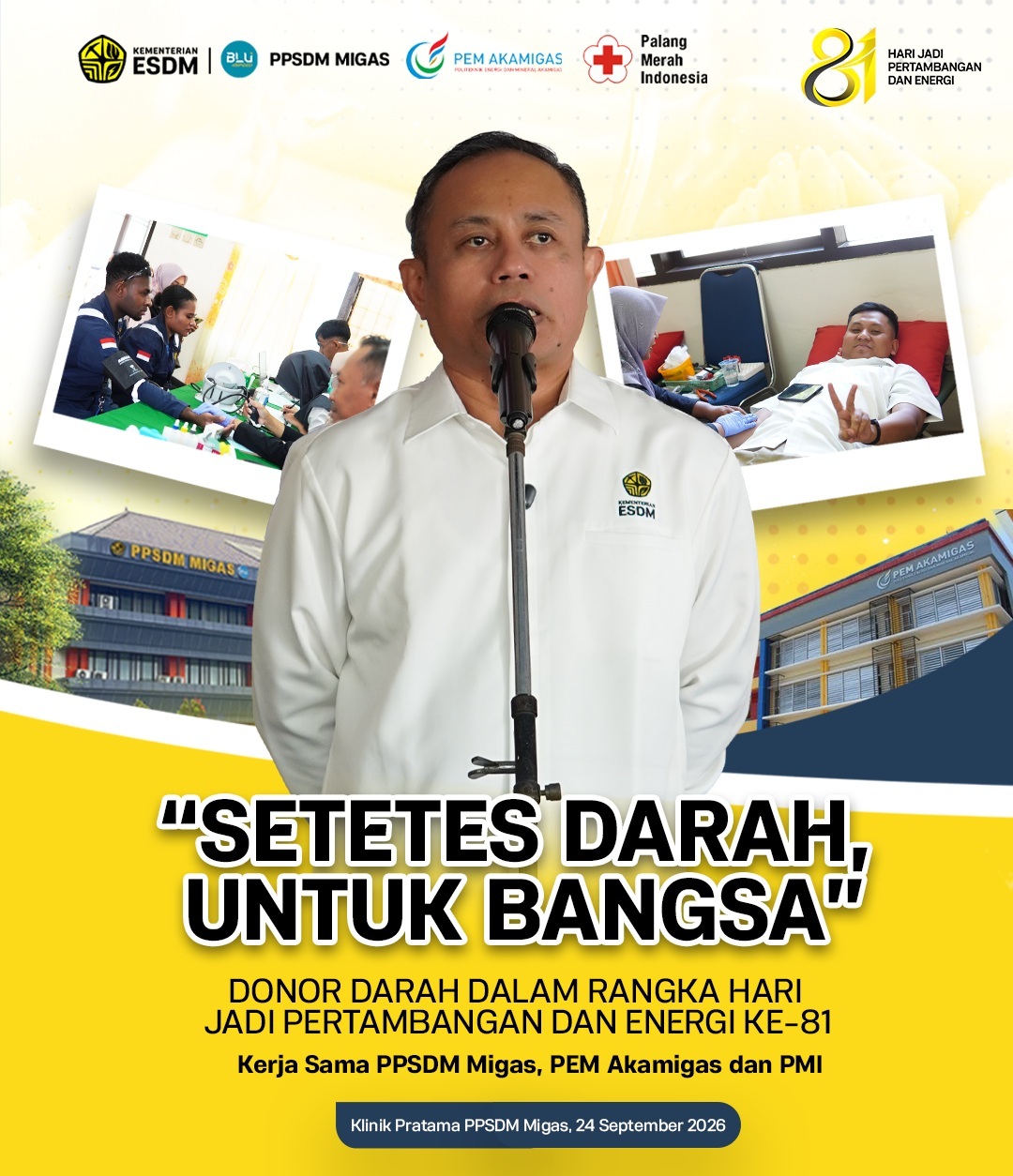 HUT PE ke-81: PPSDM Migas, PEM Akamigas, dan PMI Gelar Donor Darah